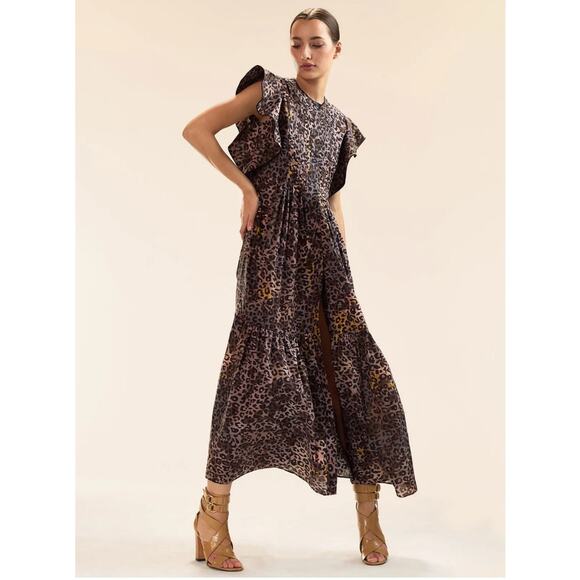 Cynthia Rowley Malta Kaftan Leopard Maxi Dress Size Medium NWT - Picture 3 of 16